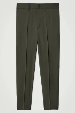 Outlet COS WEŁNIANE SPODNIE Z PROSTYMI NOGAWKAMI Ciemnykhaki
