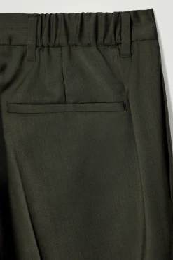 Outlet COS WEŁNIANE SPODNIE Z PROSTYMI NOGAWKAMI Ciemnykhaki