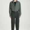 Fashion COS WEŁNIANE SPODNIE ZE ZWĘŻANYMI NOGAWKAMI Ciemnozielony