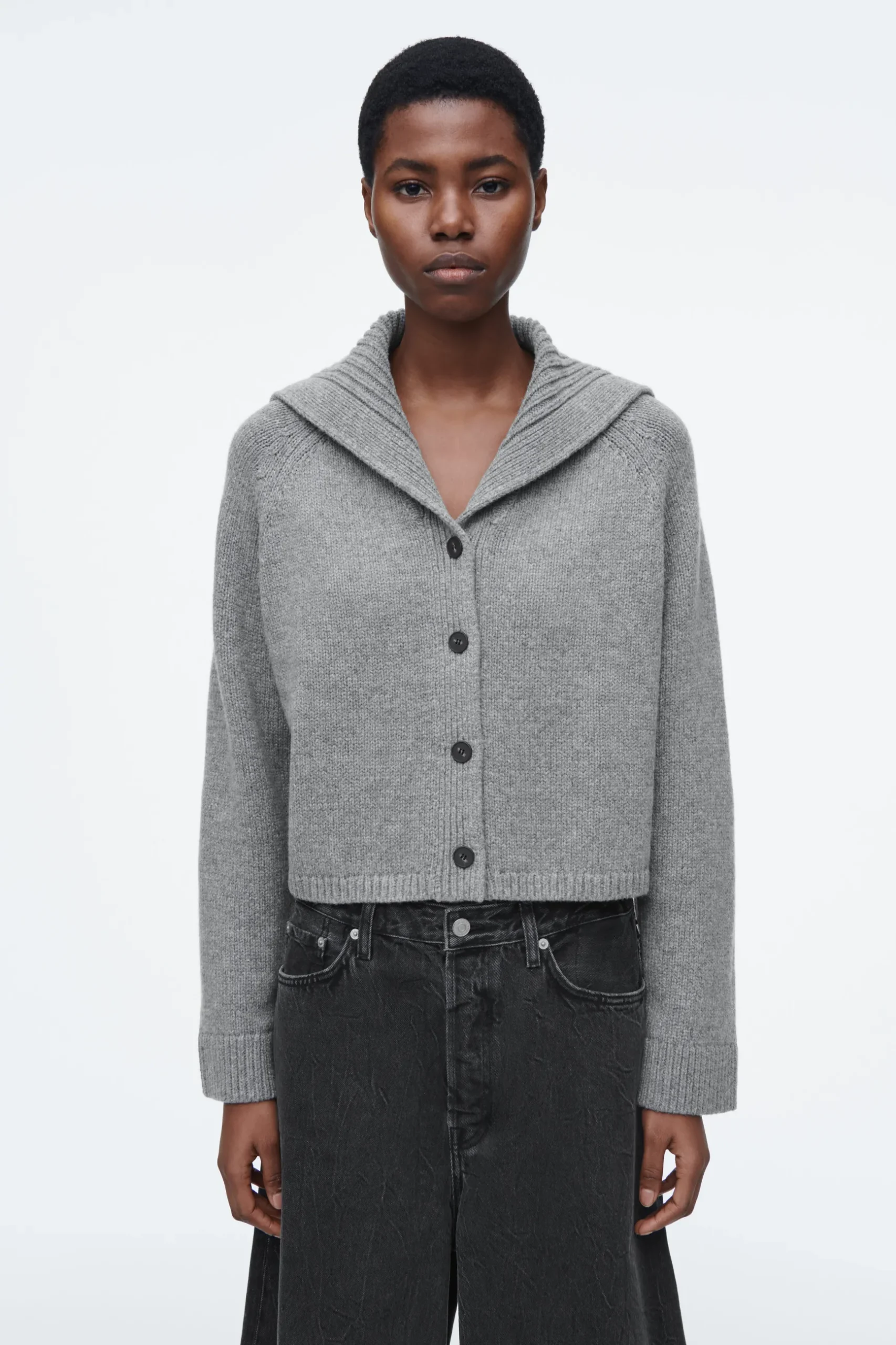 Fashion COS WEŁNIANY KARDIGAN Z ŻEGLARSKIM KOŁNIERZEM