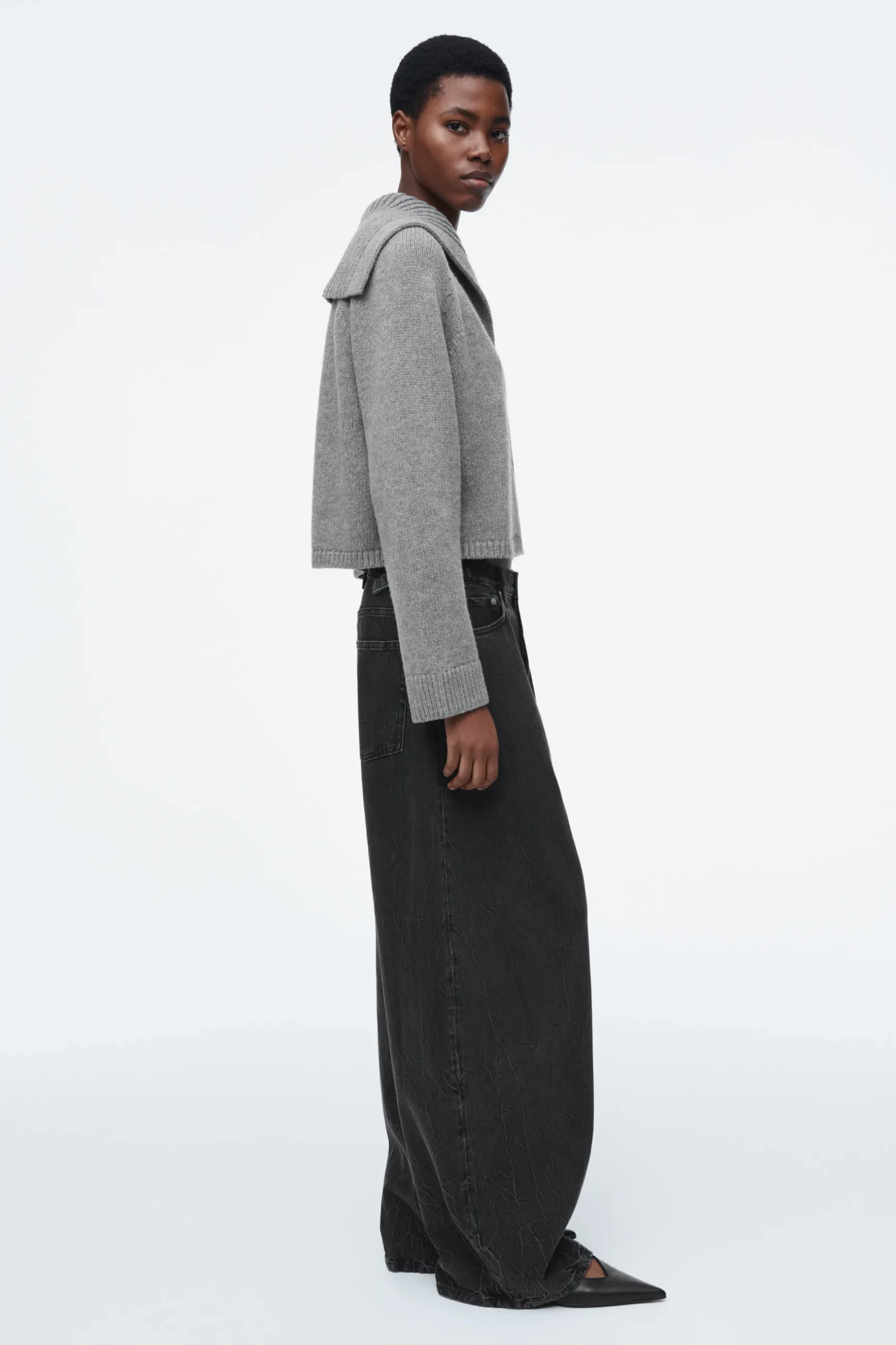 Fashion COS WEŁNIANY KARDIGAN Z ŻEGLARSKIM KOŁNIERZEM