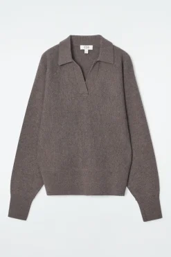 Best COS WEŁNIANY SWETER POLO Z NIETOPERZOWYMI RĘKAWAMI