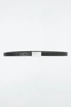Best COS WĄSKI SKÓRZANY PASEK Z OZDOBNĄ KLAMRĄ Czarny