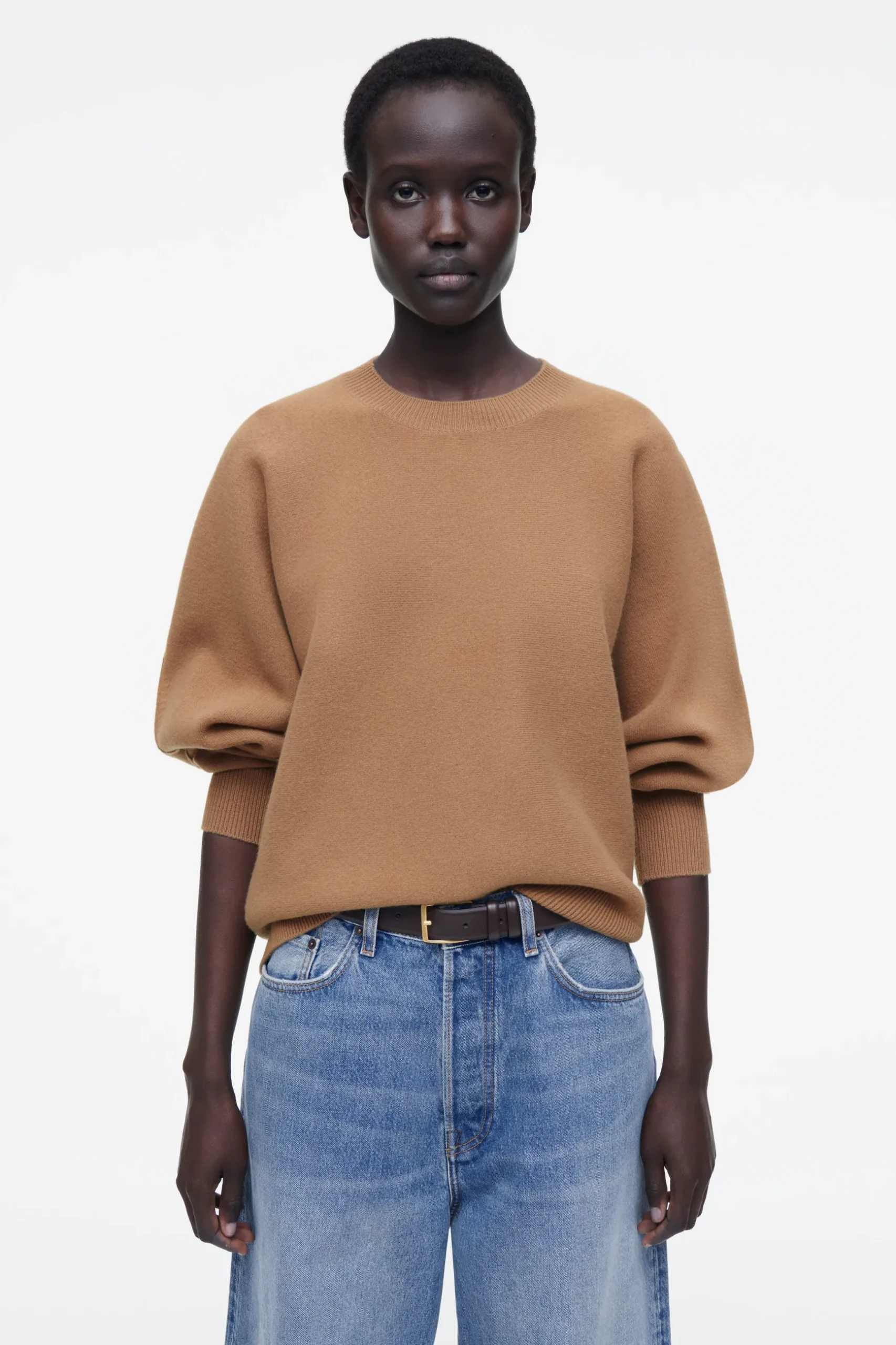 Hot COS ZAOKRĄGLONY SWETER Z DWUSTRONNEJ MIESZANKI Z WEŁNĄ