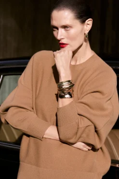 Hot COS ZAOKRĄGLONY SWETER Z DWUSTRONNEJ MIESZANKI Z WEŁNĄ