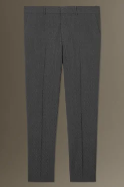 New COS ŻAKARDOWE WEŁNIANE SPODNIE – SLIM FIT Szarymelanż