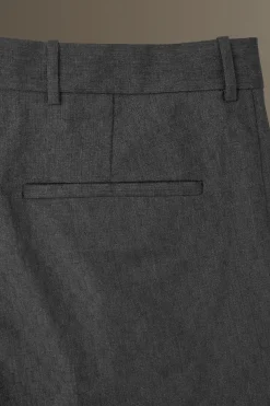 New COS ŻAKARDOWE WEŁNIANE SPODNIE – SLIM FIT Szarymelanż