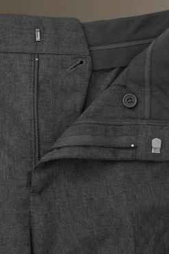 New COS ŻAKARDOWE WEŁNIANE SPODNIE – SLIM FIT Szarymelanż