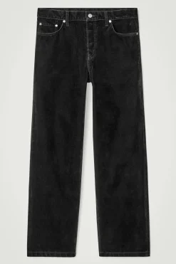 Discount COS AKSAMITNE JEANSY „DOVE” Z PROSTYMI NOGAWKAMI Czarny