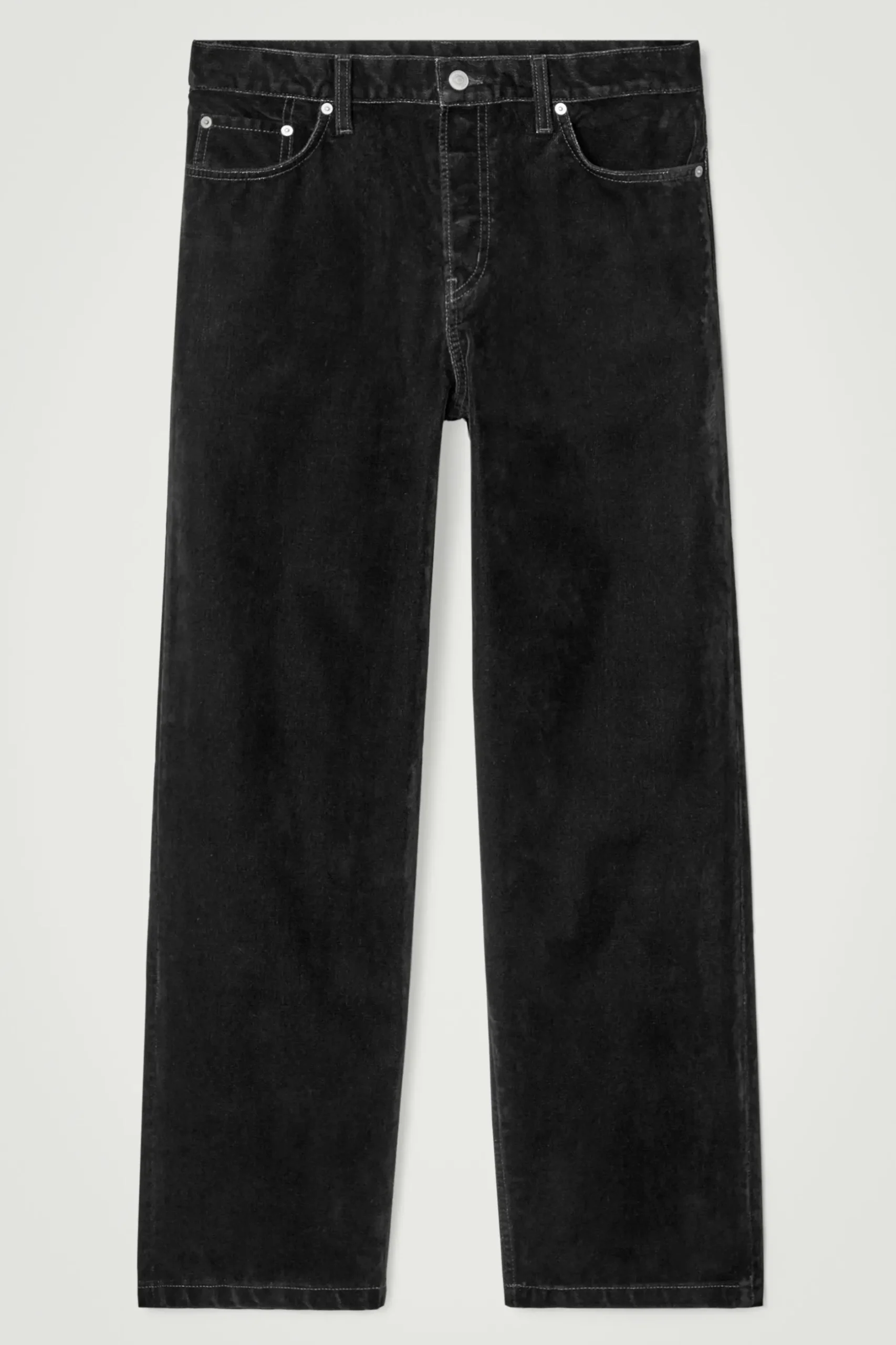 Discount COS AKSAMITNE JEANSY „DOVE” Z PROSTYMI NOGAWKAMI Czarny