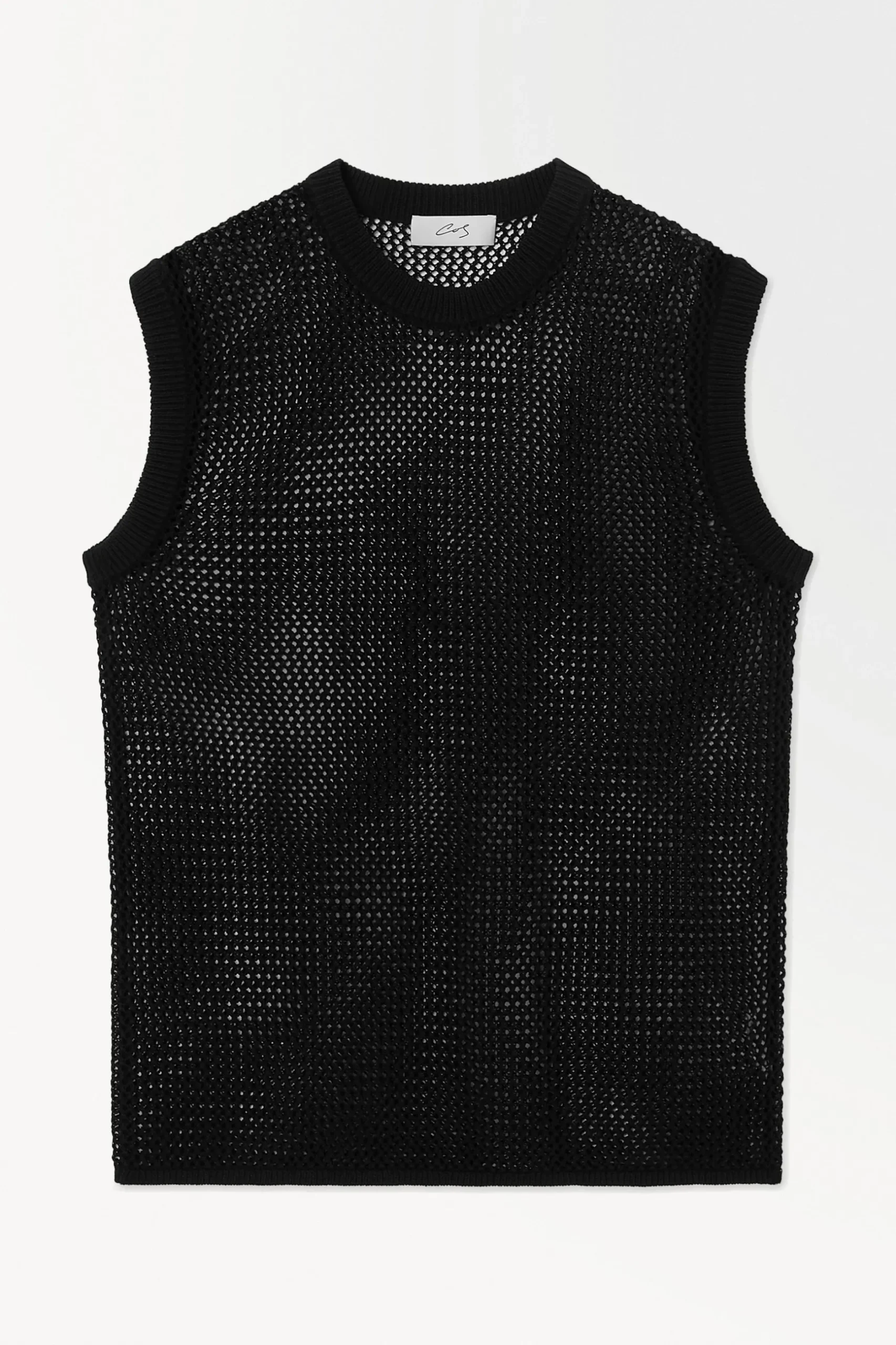 Discount COS AŻUROWA KAMIZELKA – OVERSIZED FIT Czarny