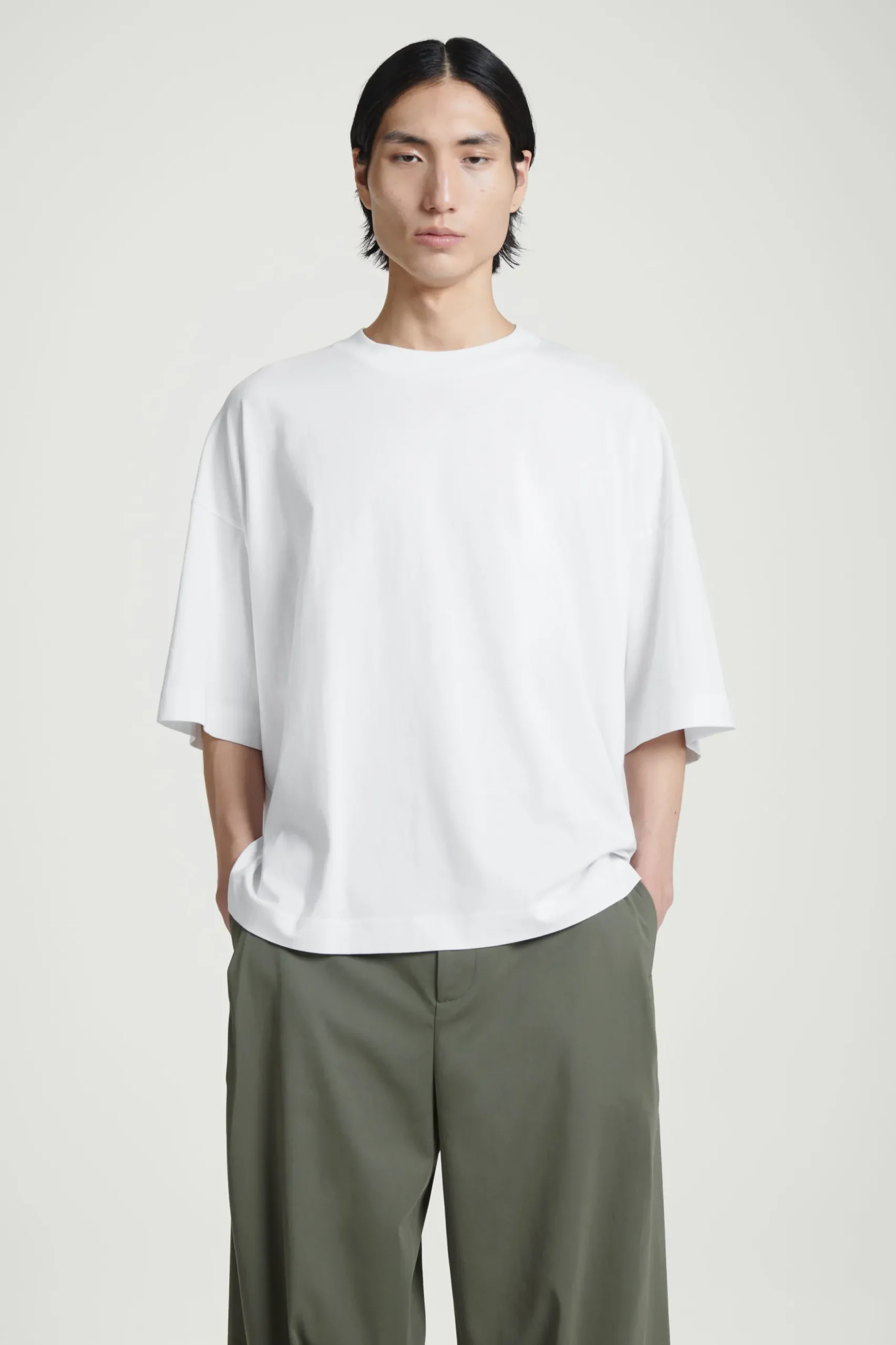 Best COS BARDZO SZEROKI BAWEŁNIANY T-SHIRT – OVERSIZED FIT White