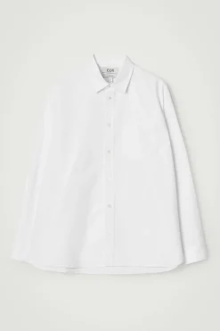 Outlet COS BAWEŁNIANA KOSZULA OXFORD O KROJU OVERSIZE Biały