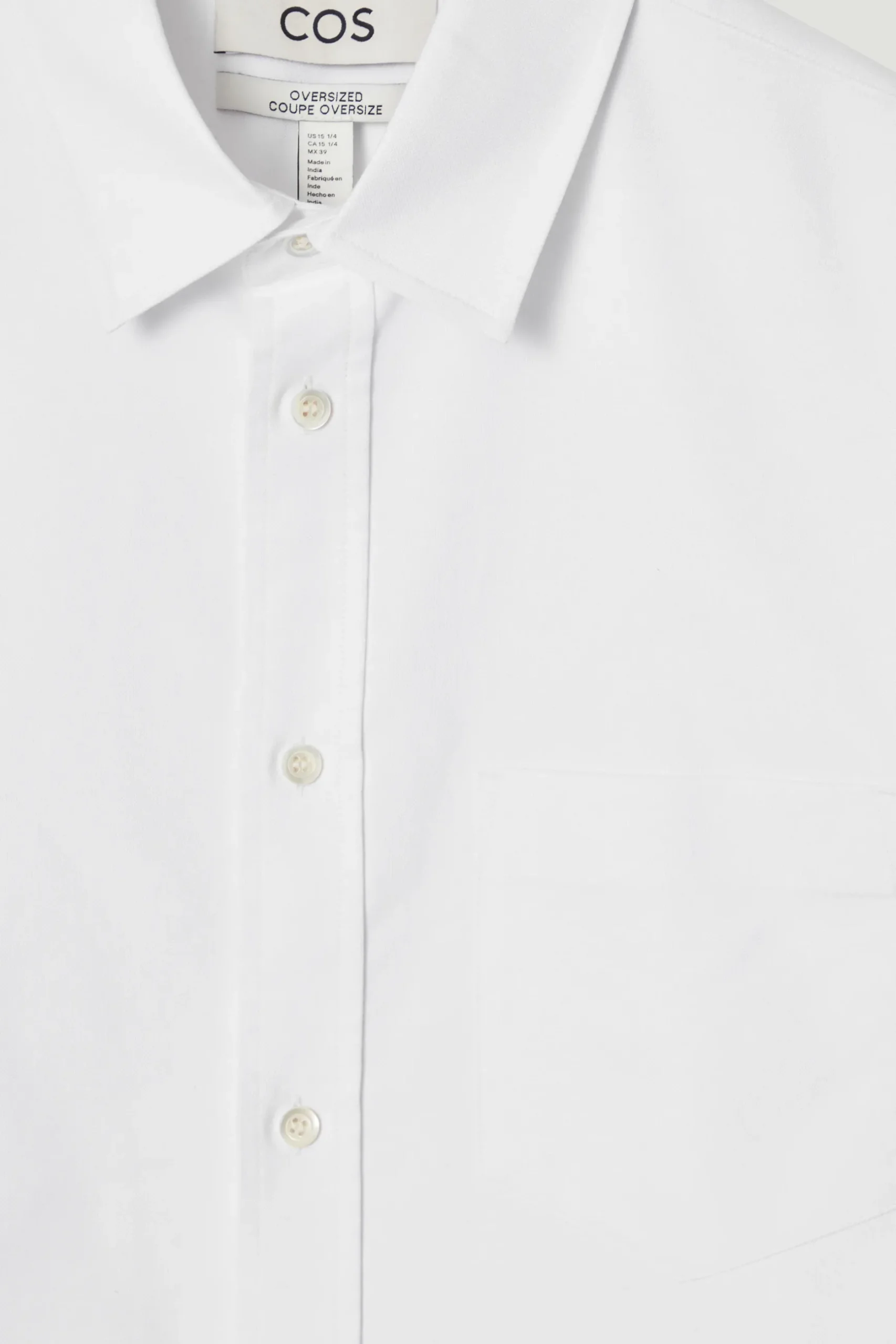 Outlet COS BAWEŁNIANA KOSZULA OXFORD O KROJU OVERSIZE Biały