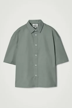 Outlet COS BAWEŁNIANA KOSZULA Z KRÓTKIM RĘKAWEM Morski