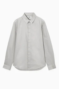 Fashion COS BAWEŁNIANA KOSZULA Z PODWÓJNYM KOŁNIERZYKIEM Jasnoszary