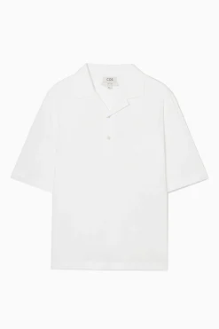 Outlet COS BAWEŁNIANA KOSZULA Z PÓŁPLISĄ – RELAXED FIT White