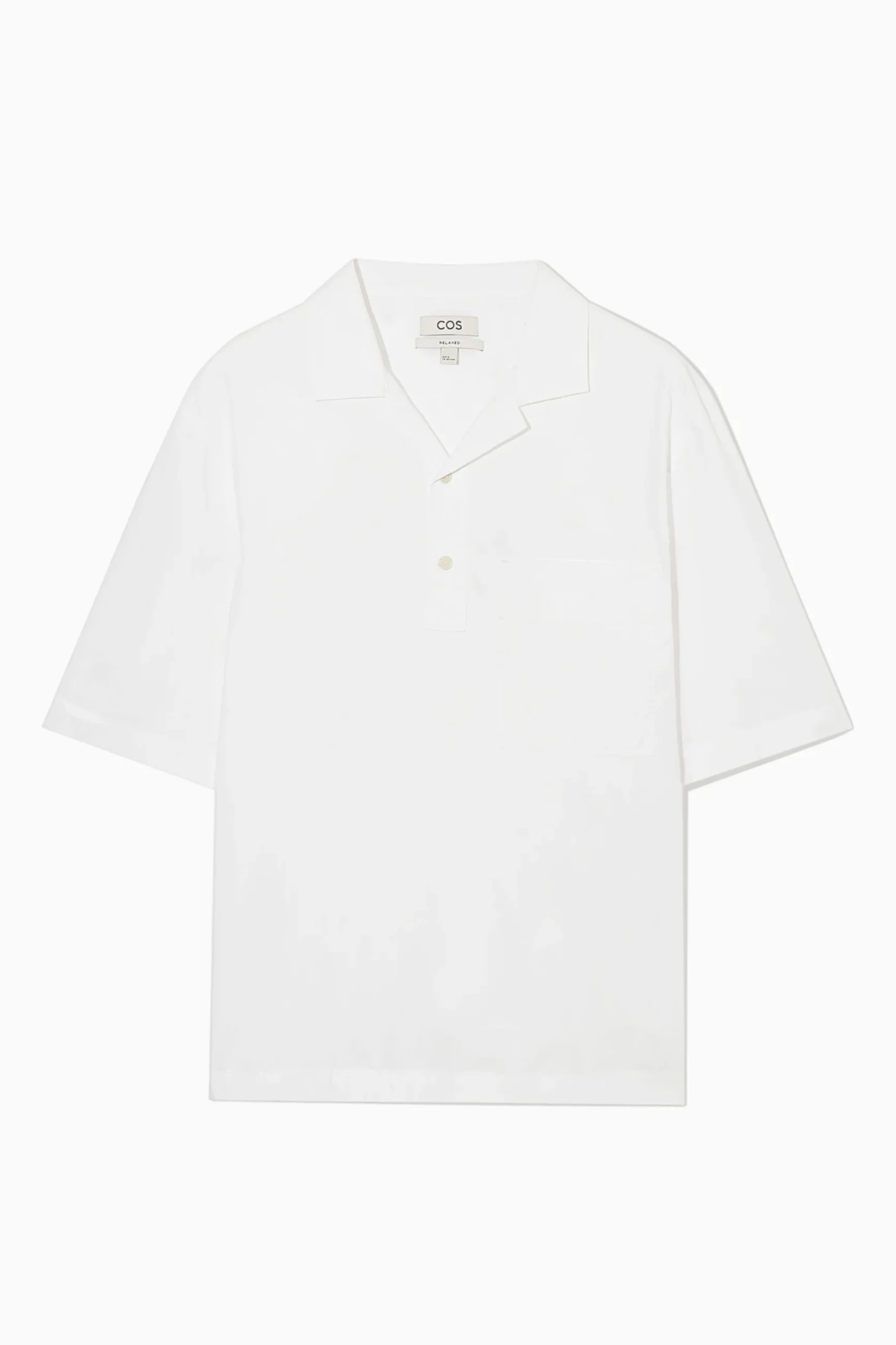 Outlet COS BAWEŁNIANA KOSZULA Z PÓŁPLISĄ – RELAXED FIT White