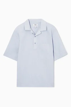 Hot COS BAWEŁNIANA KOSZULA Z PÓŁPLISĄ – RELAXED FIT Lightblue