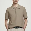 Outlet COS BAWEŁNIANA KOSZULKA POLO Szarobrązowy