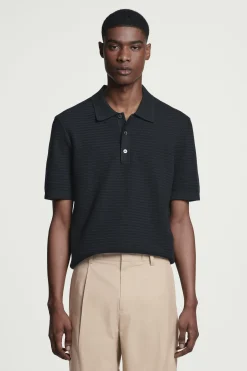 New COS BAWEŁNIANA KOSZULKA POLO Granatowy