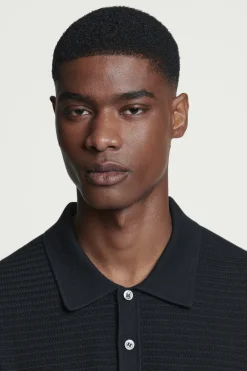 New COS BAWEŁNIANA KOSZULKA POLO Granatowy
