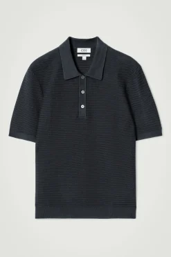 New COS BAWEŁNIANA KOSZULKA POLO Granatowy