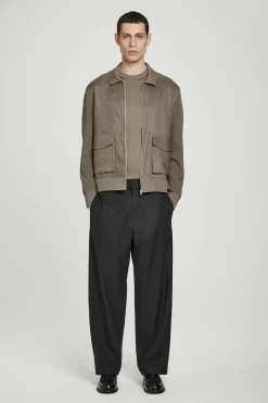 Fashion COS BAWEŁNIANO-LNIANA KURTKA Ciemnybrązowoszary