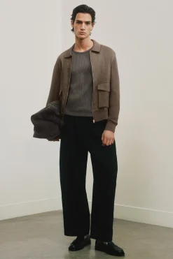 Fashion COS BAWEŁNIANO-LNIANA KURTKA Ciemnybrązowoszary