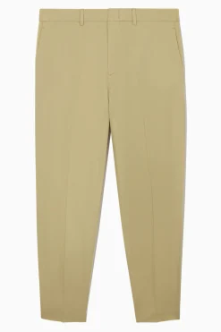 Best COS BAWEŁNIANO-LNIANE SPODNIE ZE ZWĘŻANYMI NOGAWKAMI Beige