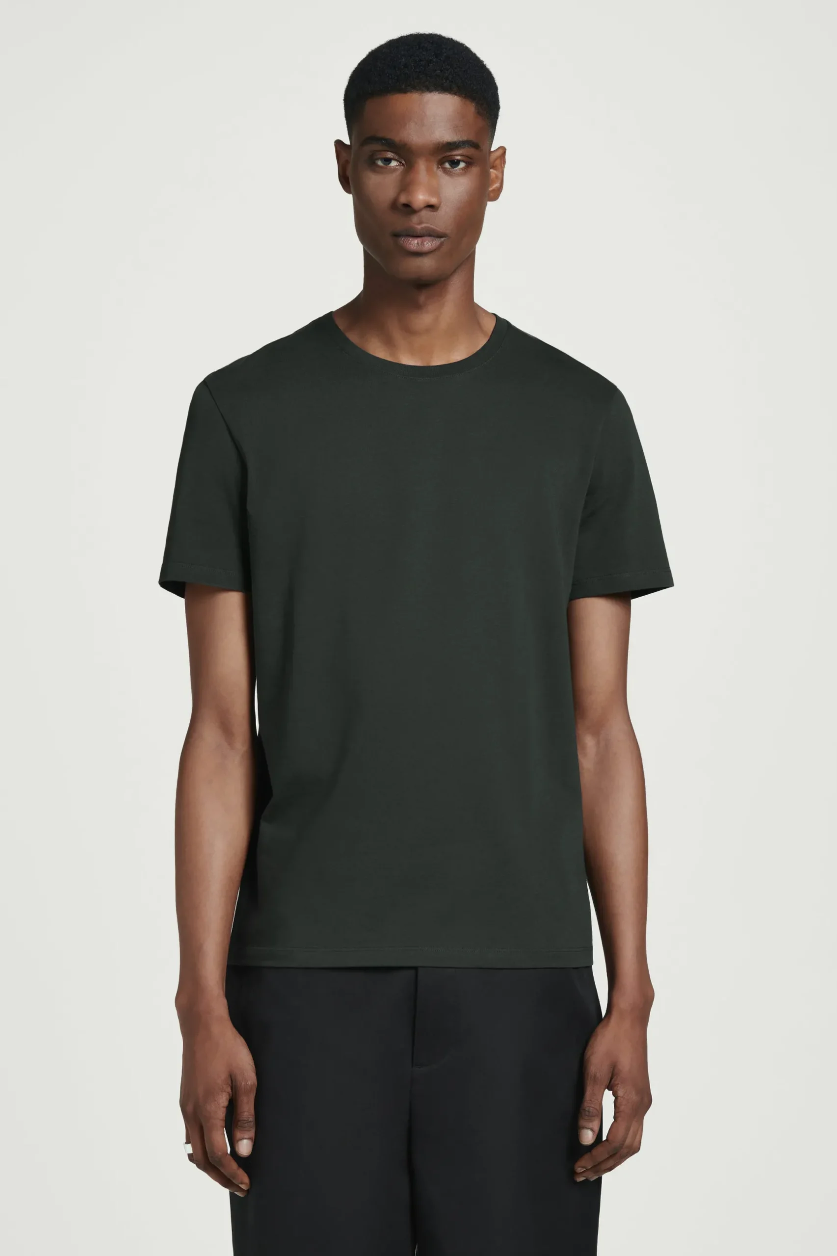 Online COS BAWEŁNIANY T-SHIRT – REGULAR FIT Ciemnozielony