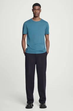 Discount COS BAWEŁNIANY T-SHIRT – REGULAR FIT Niebieski