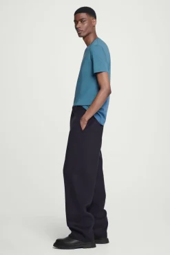 Discount COS BAWEŁNIANY T-SHIRT – REGULAR FIT Niebieski