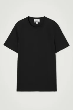 New COS BAWEŁNIANY T-SHIRT – REGULAR FIT Czarny