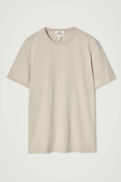 Sale COS BAWEŁNIANY T-SHIRT – REGULAR FIT Jasnyszarobrązowy