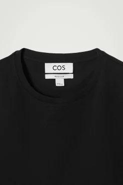 New COS BAWEŁNIANY T-SHIRT – REGULAR FIT Czarny