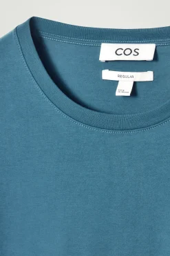 Discount COS BAWEŁNIANY T-SHIRT – REGULAR FIT Niebieski