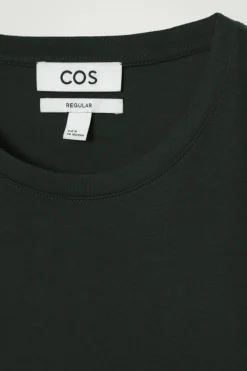 Online COS BAWEŁNIANY T-SHIRT – REGULAR FIT Ciemnozielony