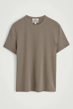 Outlet COS BAWEŁNIANY T-SHIRT O DOPASOWANYM KROJU Ciemnybrązowoszary