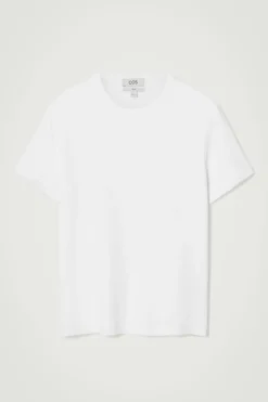 Hot COS BAWEŁNIANY T-SHIRT O DOPASOWANYM KROJU Biały