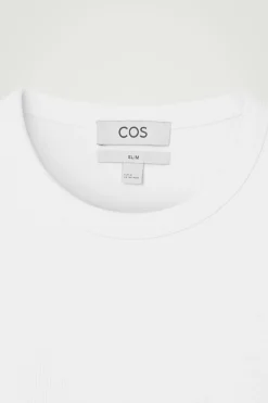 Hot COS BAWEŁNIANY T-SHIRT O DOPASOWANYM KROJU Biały