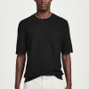 Online COS BAWEŁNIANY T-SHIRT O STRUKTURALNYM SPLOCIE Czarny