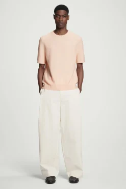 Fashion COS BAWEŁNIANY T-SHIRT O STRUKTURALNYM SPLOCIE Morelowy