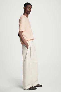 Fashion COS BAWEŁNIANY T-SHIRT O STRUKTURALNYM SPLOCIE Morelowy