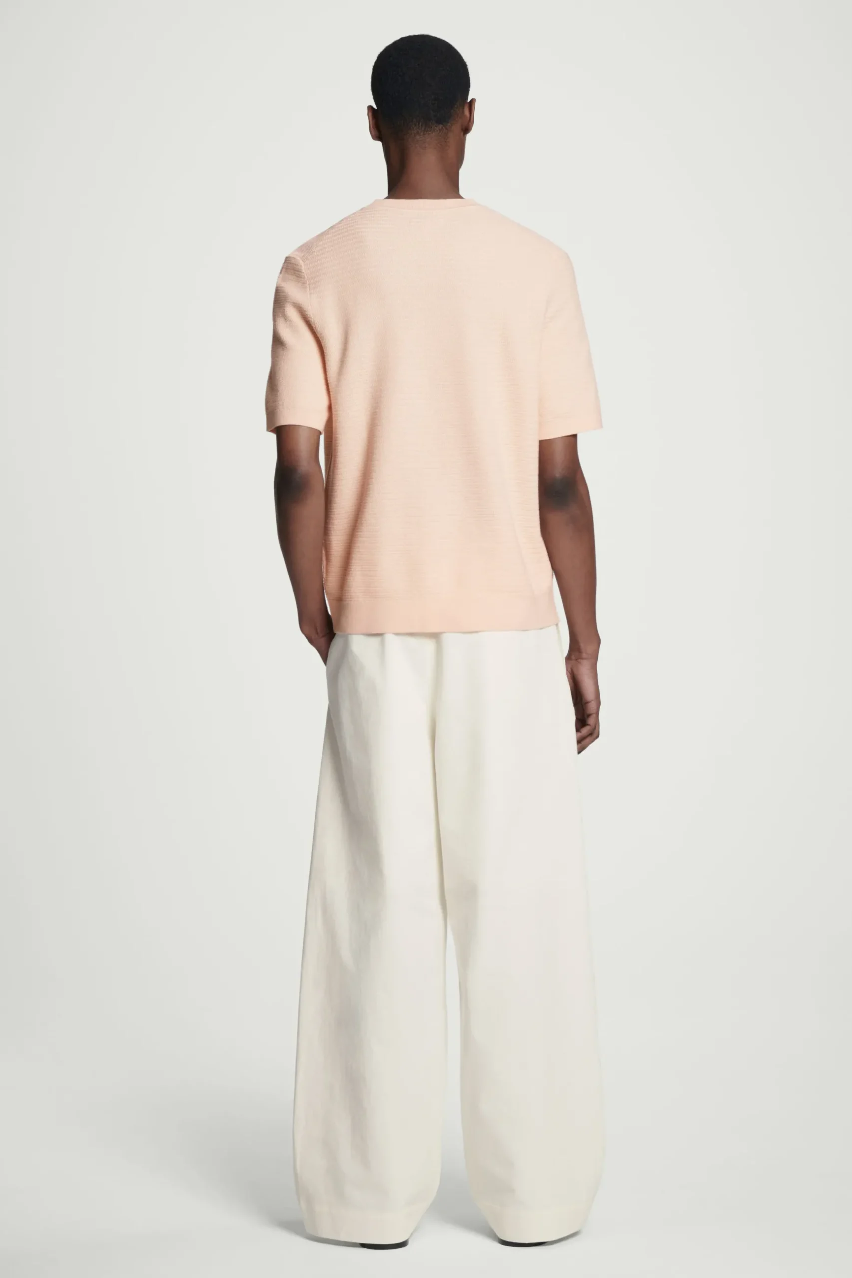 Fashion COS BAWEŁNIANY T-SHIRT O STRUKTURALNYM SPLOCIE Morelowy