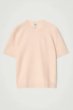 Fashion COS BAWEŁNIANY T-SHIRT O STRUKTURALNYM SPLOCIE Morelowy