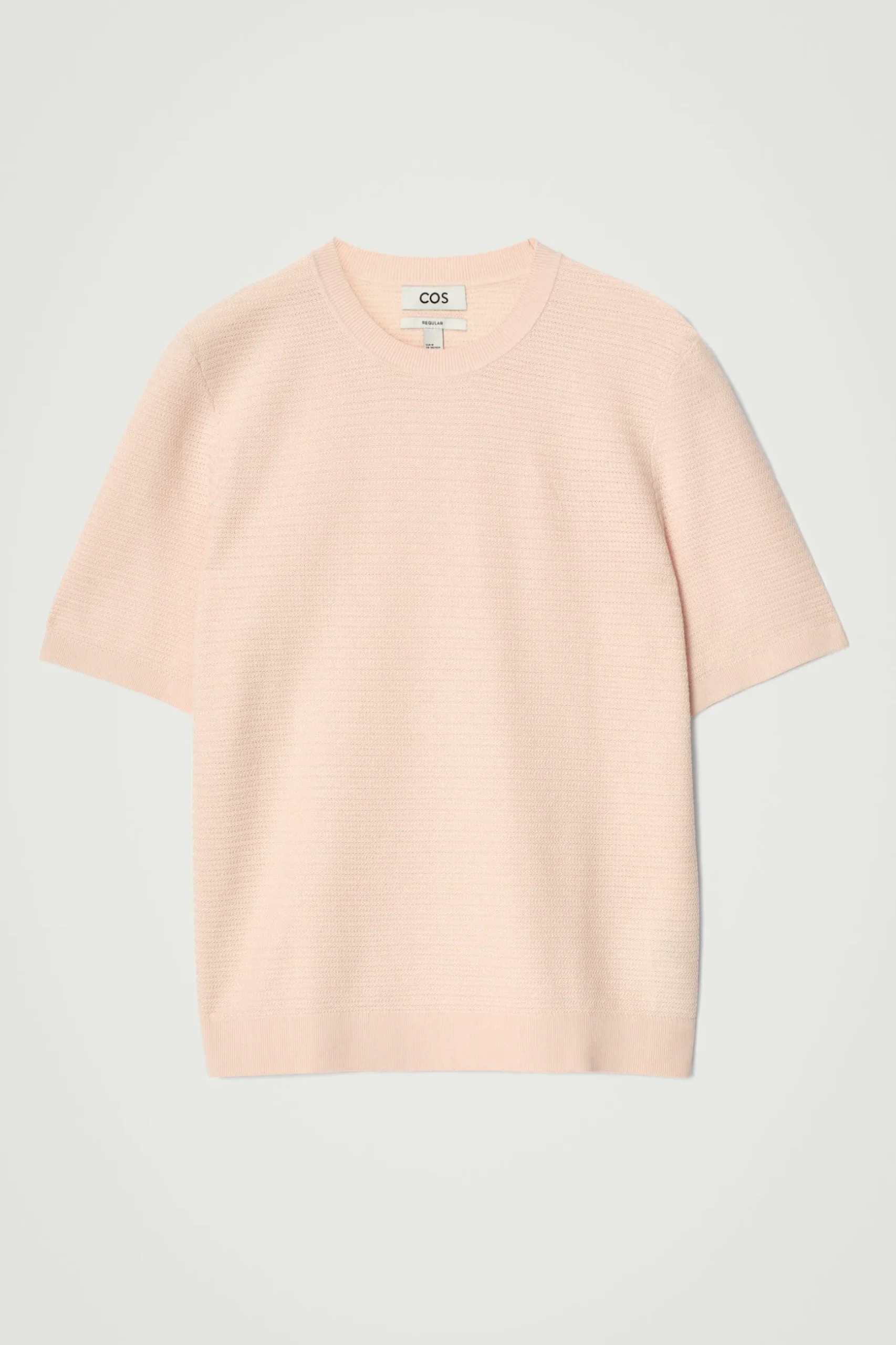 Fashion COS BAWEŁNIANY T-SHIRT O STRUKTURALNYM SPLOCIE Morelowy