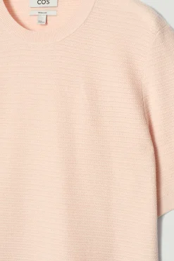 Fashion COS BAWEŁNIANY T-SHIRT O STRUKTURALNYM SPLOCIE Morelowy