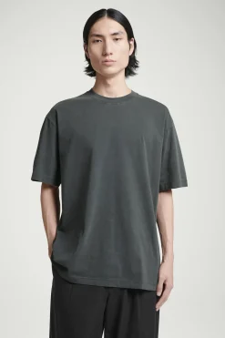 New COS BAWEŁNIANY T-SHIRT OVERSIZE Czarny