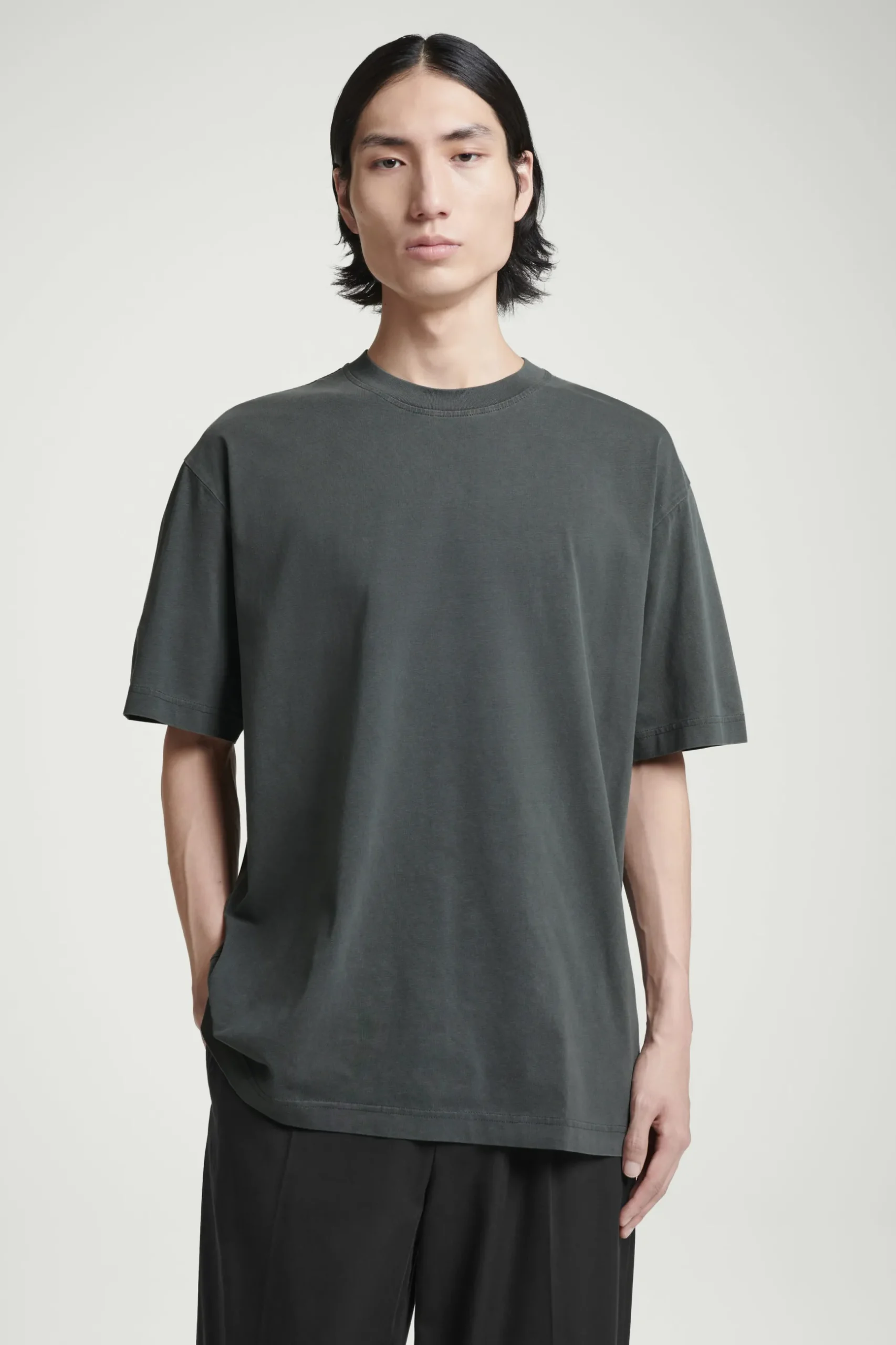 New COS BAWEŁNIANY T-SHIRT OVERSIZE Czarny